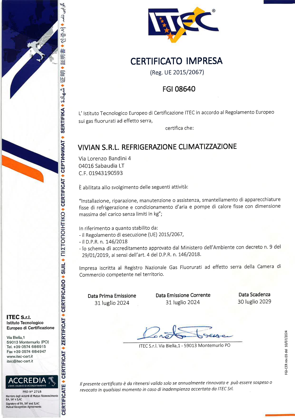 Certificazione CONIP